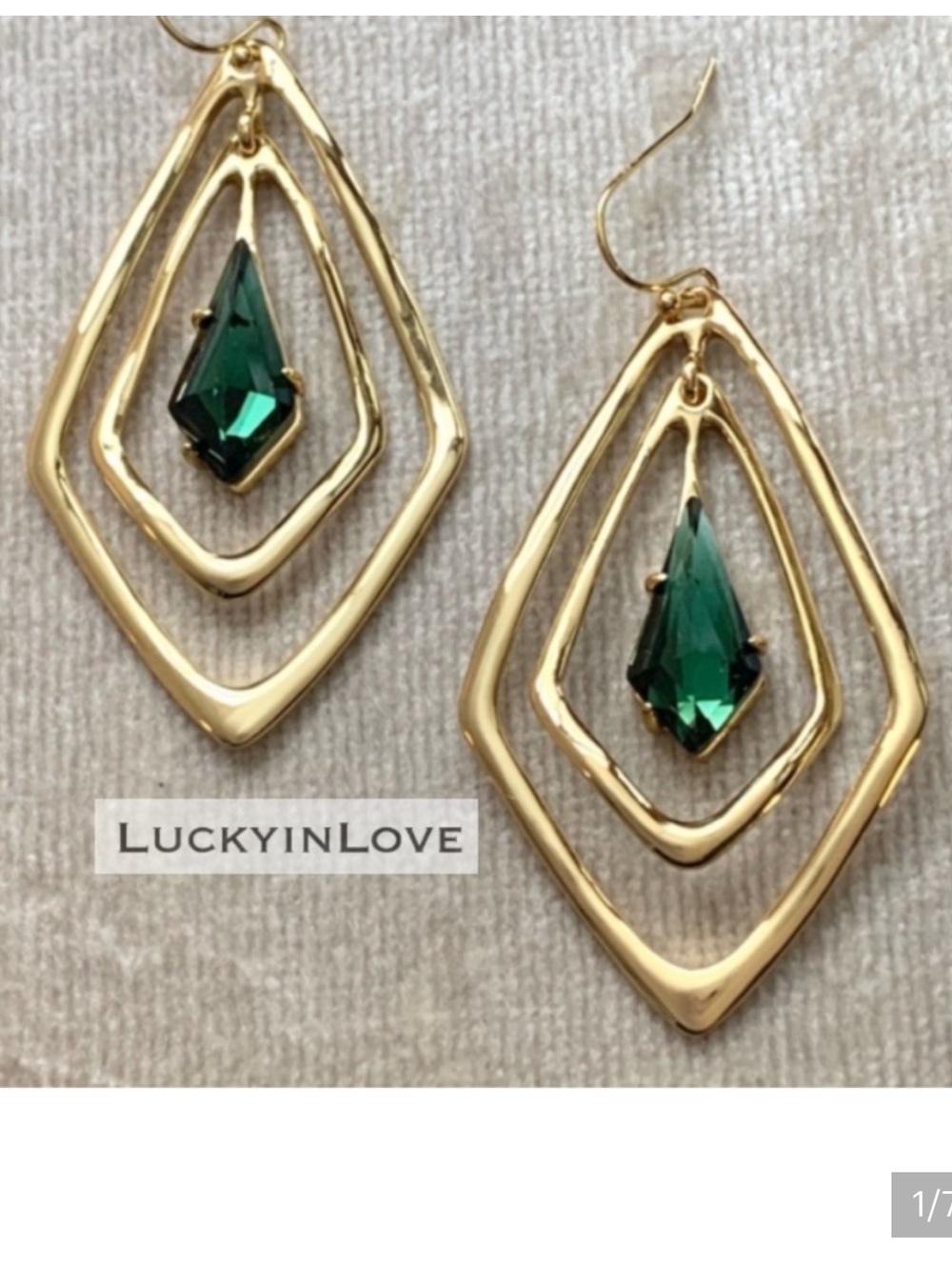 ALEXIS BITTAR • Miss Havisham Gold with Green Stone Orbiting Kite Drop Earrings